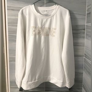 White/ Cream/ Ivory Bride sweatshirt with beige embroidery size XL
